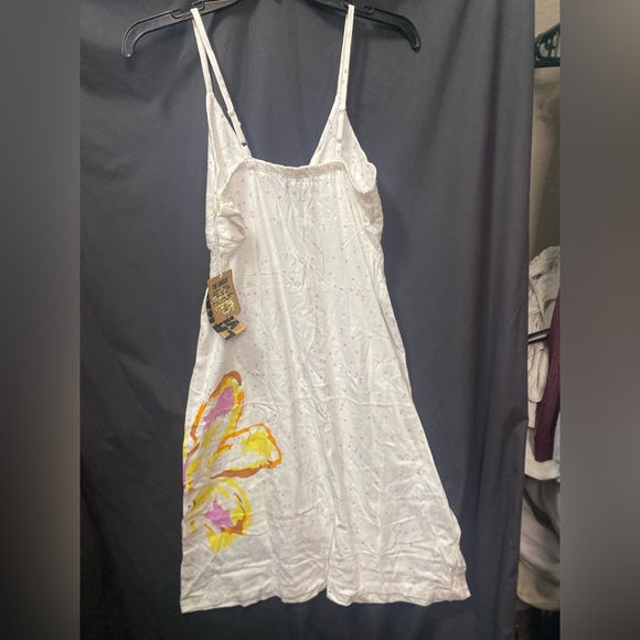 NWT White Adjustable Spaghetti Strap Dress w/ Purple Polka Dots - Picture 2 of 6